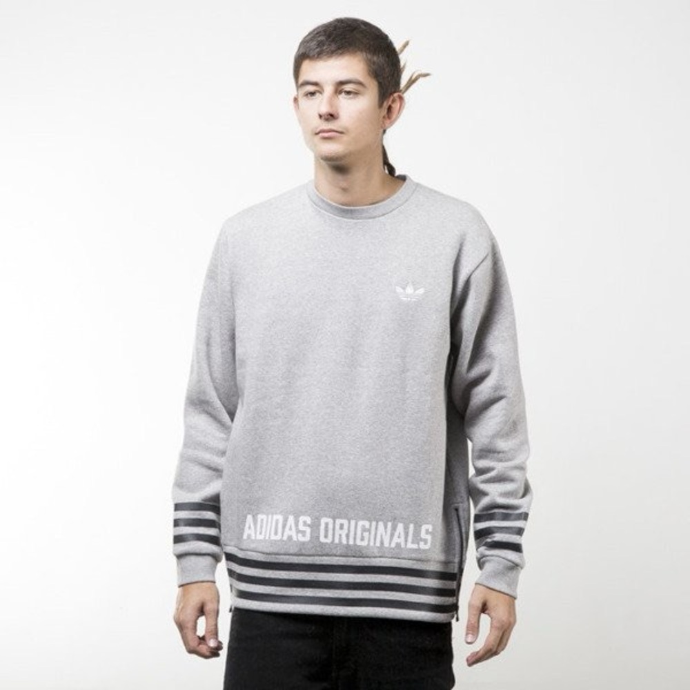 Adidas Originals Grey Crewneck with Black Strips